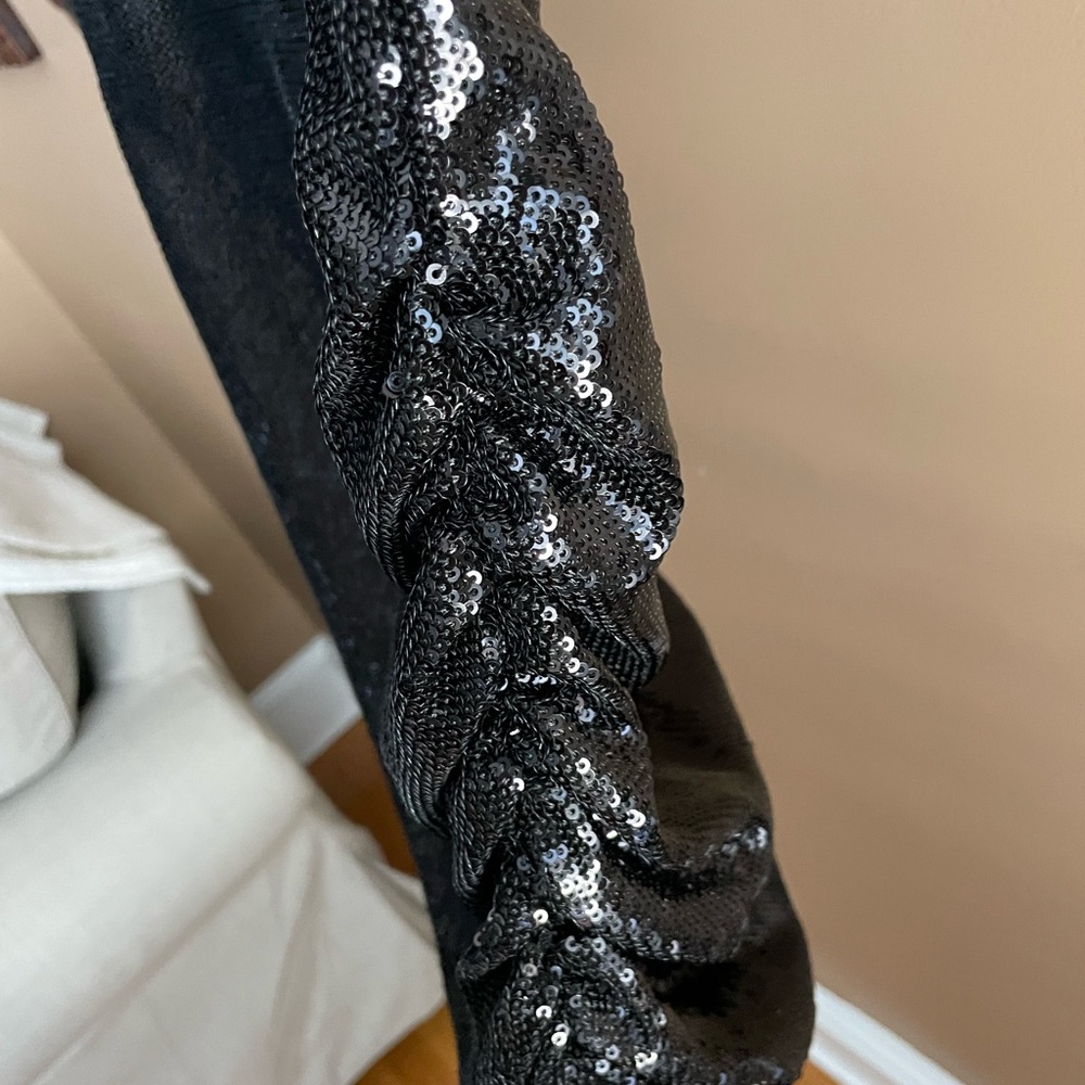 NWT PAROSH 320$ black Sequined Slim Fit Mini Dress, size XS - Picture 5 of 10
